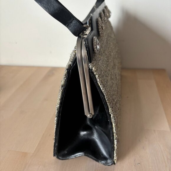Handsome, Handmade, Recycled/Upcycled Embellished Vintage Purse with Loads of Rh - Picture 4 of 5